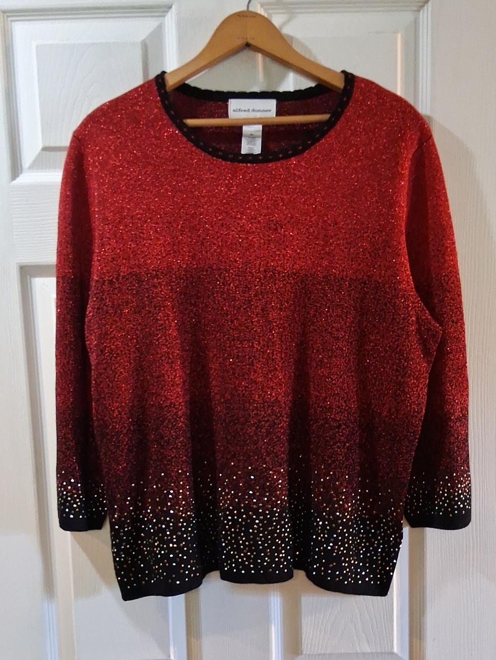 Alfred Dunner Red Ombre Sparkle Sweater